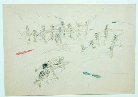 Roberto Sebastian Echaurren Matta, M-5 (Erotic Fantasy), 1955, blyant og farvekridt på papir, 350 x 498 mm.