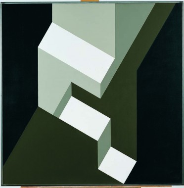 Rinaldo Paluzzi, SPACIAL CONSTRUCTION SERIES NO.41, 1972, akryl på lærred, 125x125 cm