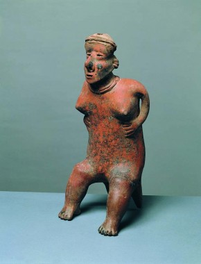 Siddende kvinde, højde 49,5 cm, San Sebastian Red Type, Jalisco eller Nayarit, 140 f.Kr. - 335 e.Kr.