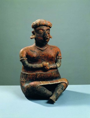 Siddende kvindefigur, højde 46,5 cm, Ixtlan del Rio-stil fra det sydlige Nayarit, 300 f.Kr. - 200 e.Kr.