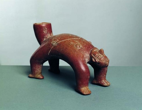 Akrobatkrukke, højde 15,5 cm, Colima, klassisk periode ca. 250-400 e.Kr.