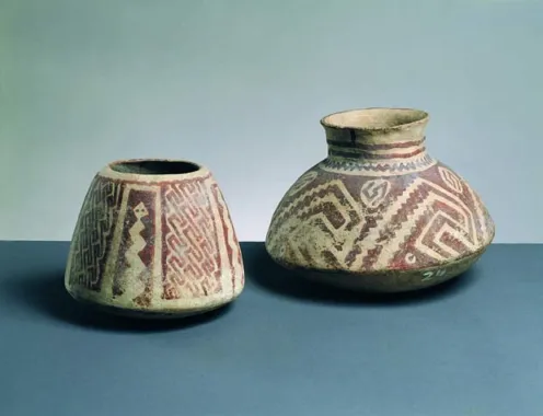 Krukker fra Sedentary-perioden, 900-1100, højde 15 cm og 18,5 cm.