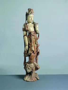 Kinesisk træskulptur fra Tao Kuang, Mintiden 1368-1644, højde 76 cm