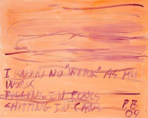 I Know No Work As My Work, Pissing in Pools/Shitting in Cans, 2004. Olie på lærred. 100 x 80 cm.