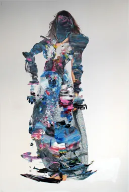 Uden Titel (fra serien Interaktioner), 2011, akrylmaling på citylightplakater, 178x117cm, foto: Marie Rømer Westh.