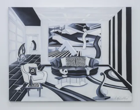 Spilled Milk (The joint spirit of Kathleen Madison Moore and I), 2014. Oliemaling, kanvas. 130 x 99 cm. Foto: Søren Aagaard