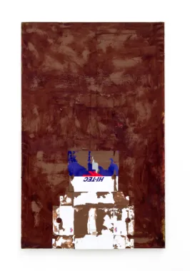 Untitled (Hi-Tec), 2020. Akrylmaling, alkydmaling, oliemaling, skotøjsæske og lærred, 190 x 120 cm. Foto: JIR SANDEL