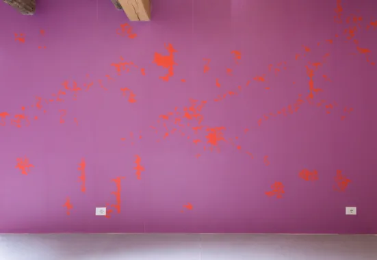 Vira decor; 2017; UV- print på non-woven wallpaper; Print på tekstil; Variable dimensions; Castello di Lajone; Photo credit David Stjernholm.