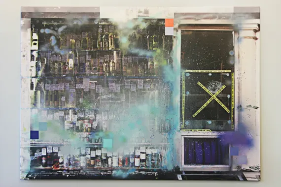 Uden titel, 2008, mixed media på lærred, 145 x 200 cm, foto: Ulrik Crone