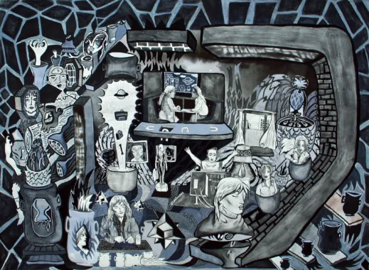 A past tense, 2013, blæk på papir