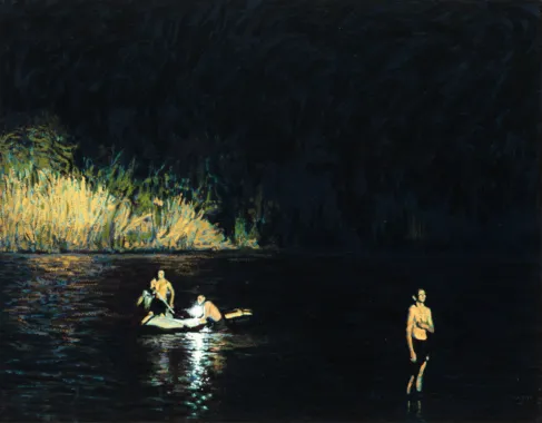 Hjemvendt, 2025. Olie på lærred, 55 x 70 cm. Foto: Ahmad Siyar Quasimi