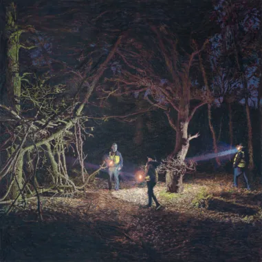 Nattevagt, 2024. Olie på lærred, 206 x 206 cm. Foto: Ahmad Siyar Quasimi