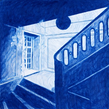 Blue Interior, 2013, blyant på papir, 37x37 cm, foto: Morten Schelde