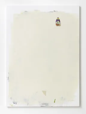 If You Are What You Do, Who Are You When You Lose Your Job?, 2010-12, 180x130 cm, akryl, lederrester fra Maiken Bent, ansigtsmaske-produkt på lærred, foto: Anders Sune Berg