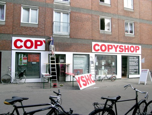 COPYSHOP, initiated by Superflex and Copenhagen Brains in 2005, installation of shop, foto: Copenhagen Brains