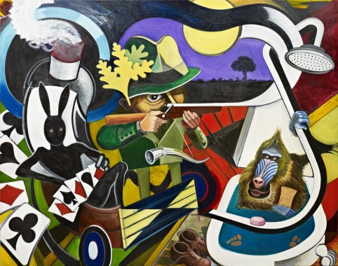 Die korrekte Verwendung von Seife, 2012, olie på lærred, 220x280 cm, Fænø Gods, foto: Claudi Thyrrestrup