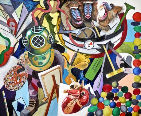 Fairway, 2013, olie på lærred, 250x300 cm, foto: Claudi Thyrrestrup
