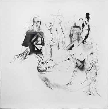 Foolish, 2013, kul på papir, 220 x 220 cm, foto: Anders Sune Berg