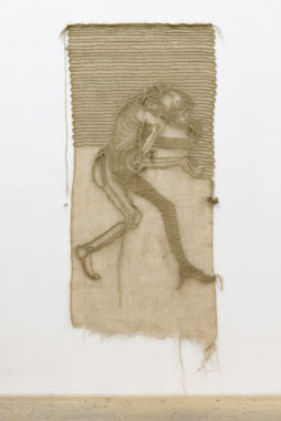 I CAN SMILE AT THE PAST no. 4 (The Abbess), 2018, Jute fibres, aluminium 200 x 100 cm