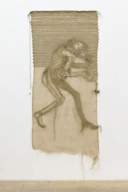 I CAN SMILE AT THE PAST no. 4 (The Abbess), 2018, Jute fibres, aluminium 200 x 100 cm