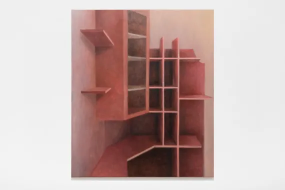 Komposition mit Rot, 2024. Olie på lærred, 85 x 100 cm. Foto: Christoph Wiedemann