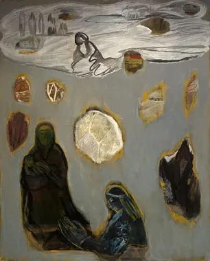 Mor og barn, 2024. Olie på lærred, 160 x 120 cm. Privat foto