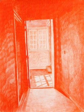 Orange Interior, 2013, blyant på papir, 50X37 cm, foto: Morten Schelde