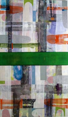 Peinture Ceinture, 5 dele, sign 2012, olie og marmorstøv på lærred, 130 x 220 cm