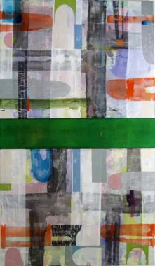 Peinture Ceinture, 5 dele, sign 2012, olie og marmorstøv på lærred, 130 x 220 cm