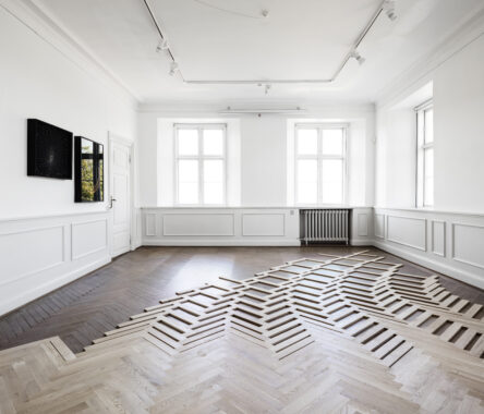 Progressed Floor, 2016, egeparketstave, forskudt i matematisk formel, foto: Anders Sune Berg