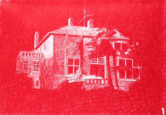 Red House, 2013, blyant på papir, 69x100 cm, foto: Morten Schelde