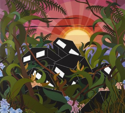 There were houses everywhere, 2011, akryl og gesso på lærred, 270x300 cm, foto: Anders Sune Berg