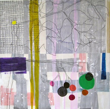Walking on thin ice, sign 2012, olie og marmorstøv på lærred, 130 x 130 cm