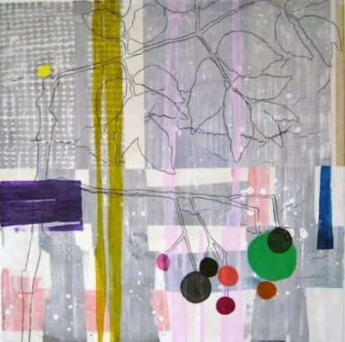 Walking on thin ice, sign 2012, olie og marmorstøv på lærred, 130 x 130 cm