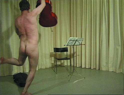 The Cellist, 1998, video projection, Photo credit: Anders Sune Berg, Courtesy of Galleri Nicolai Wallner
