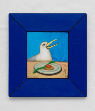 Magnus Andersen, Hip Hip Hurra! (Spargel und Blinis), 2021. Oil on canvas, 75,5 x 80,5 cm. Foto: David Stjernholm.