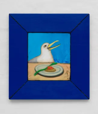 Magnus Andersen, Hip Hip Hurra! (Spargel und Blinis), 2021. Oil on canvas, 75,5 x 80,5 cm. Foto: David Stjernholm.