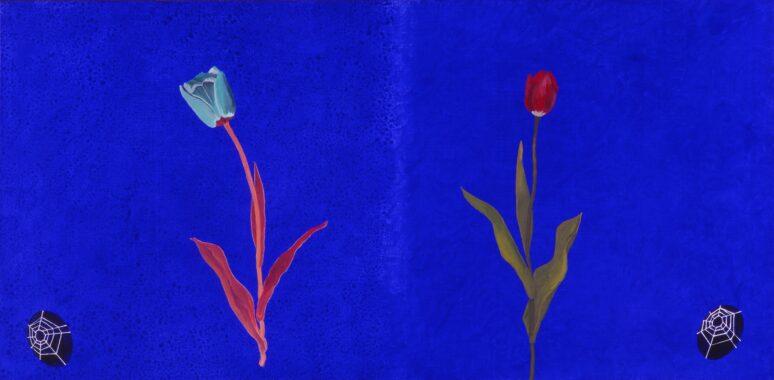 Dorte Dahlin, Pixi Botanicus, 1991. Olie og akryl på lærred, 48 x 98 cm. H.K.H. Prins Joachims Samling. Privatfoto.