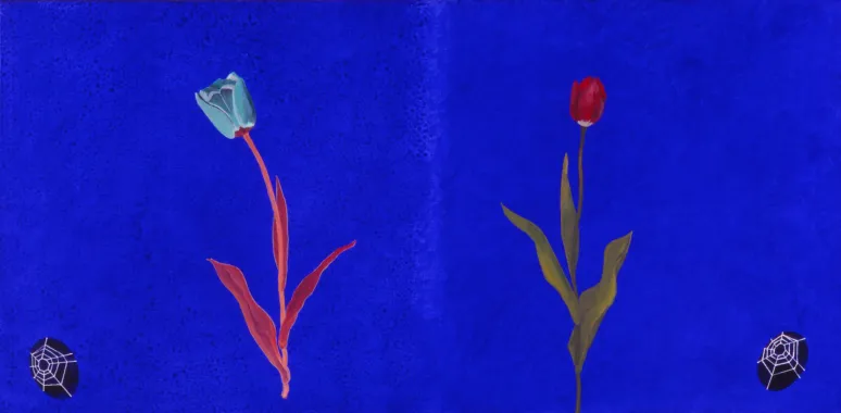Dorte Dahlin, Pixi Botanicus, 1991. Olie og akryl på lærred, 48 x 98 cm. H.K.H. Prins Joachims Samling. Privatfoto.